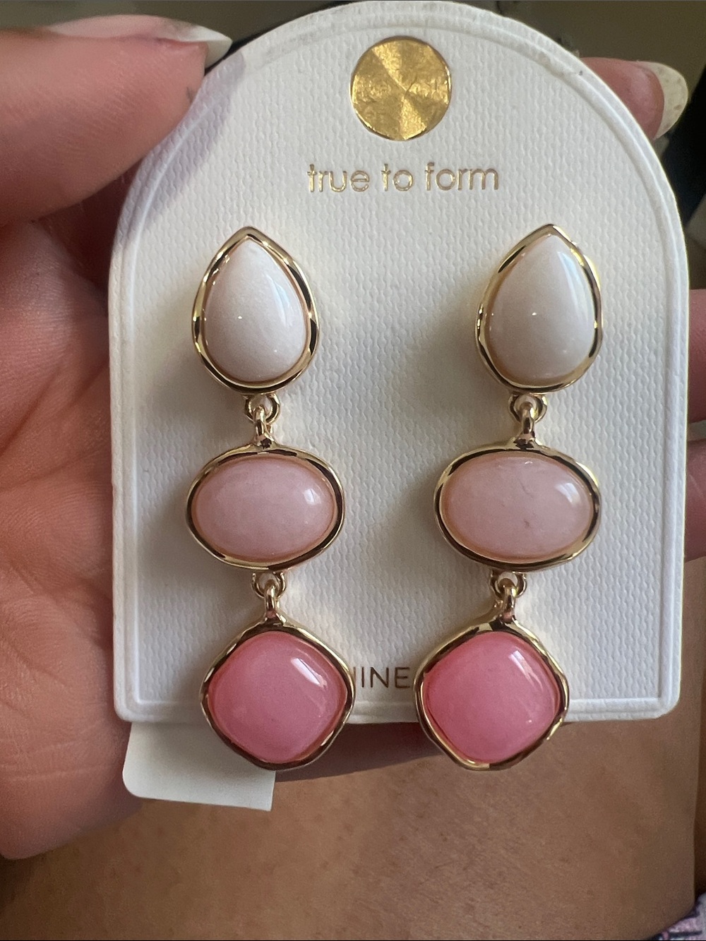 Gold-Tone Pink Drop Earrings